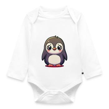 Penguin Lover - Organic Longsleeve Baby Bodysuit - white - Front