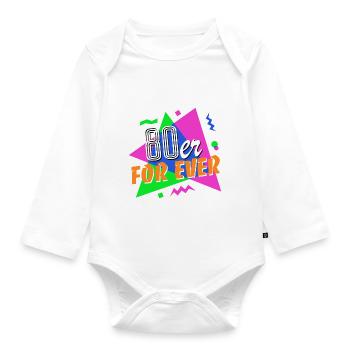 80s For Ever - 80s - colorful + crazy - Organic Longsleeve Baby Bodysuit - white - Front