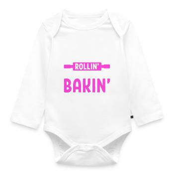 They See Me Rollin' I'm Bakin' Konditor - Baby Bio-Langarm-Body - Weiß - Vorne