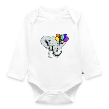 Arc-en-ciel Arc-en-ciel Drapeau éléphant LGBT Gay Pride - Body Bébé bio manches longues - blanc - Devant