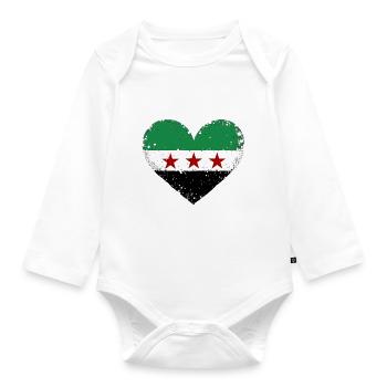 Syrien Flagge in Herz Flaggenherz - Baby Bio-Langarm-Body - Weiß - Vorne