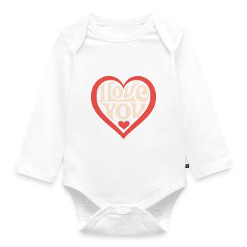 I love You - Valentine' Day - Liebe - Geschenk - Baby Bio-Langarm-Body - Weiß - Vorne