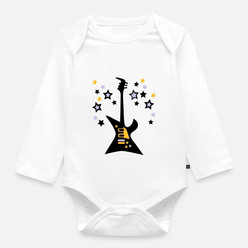 Guitare-electrique-son-etoiles - Body Bébé bio manches longues - blanc