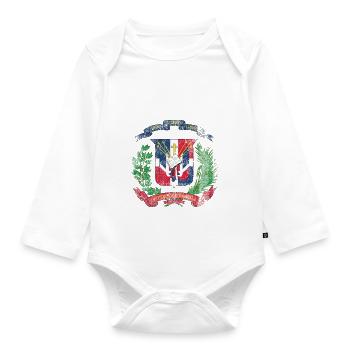 Manteau Dominicaine des bras République Dominicaine Symbole - Body Bébé bio manches longues - blanc - Devant