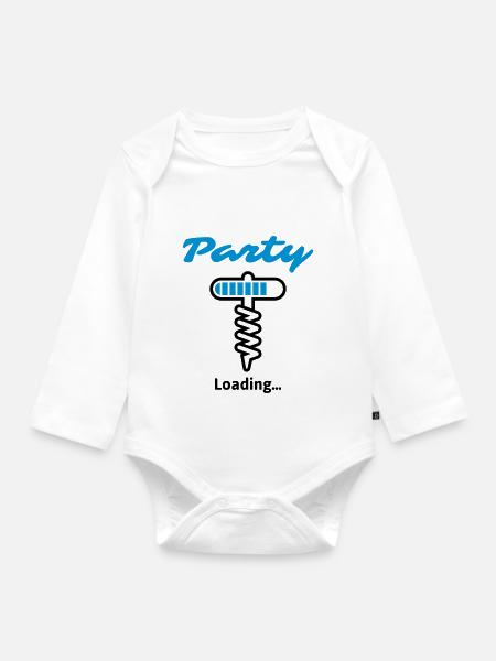Party Loading... - Baby Bio-Langarm-Body - Weiß