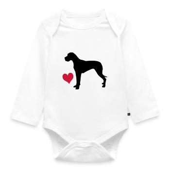 Great Dane - Organic Longsleeve Baby Bodysuit - white - Front