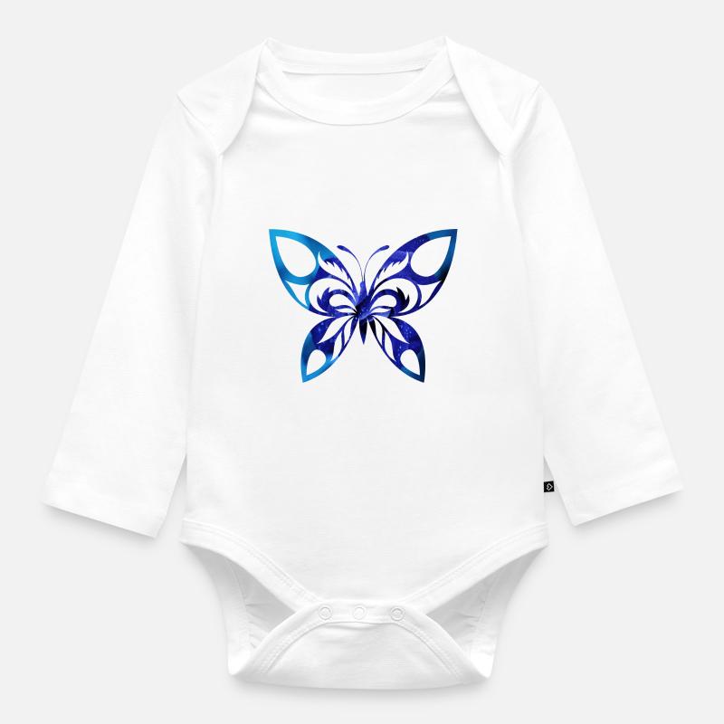 papillon - Body Bébé bio manches longues - blanc