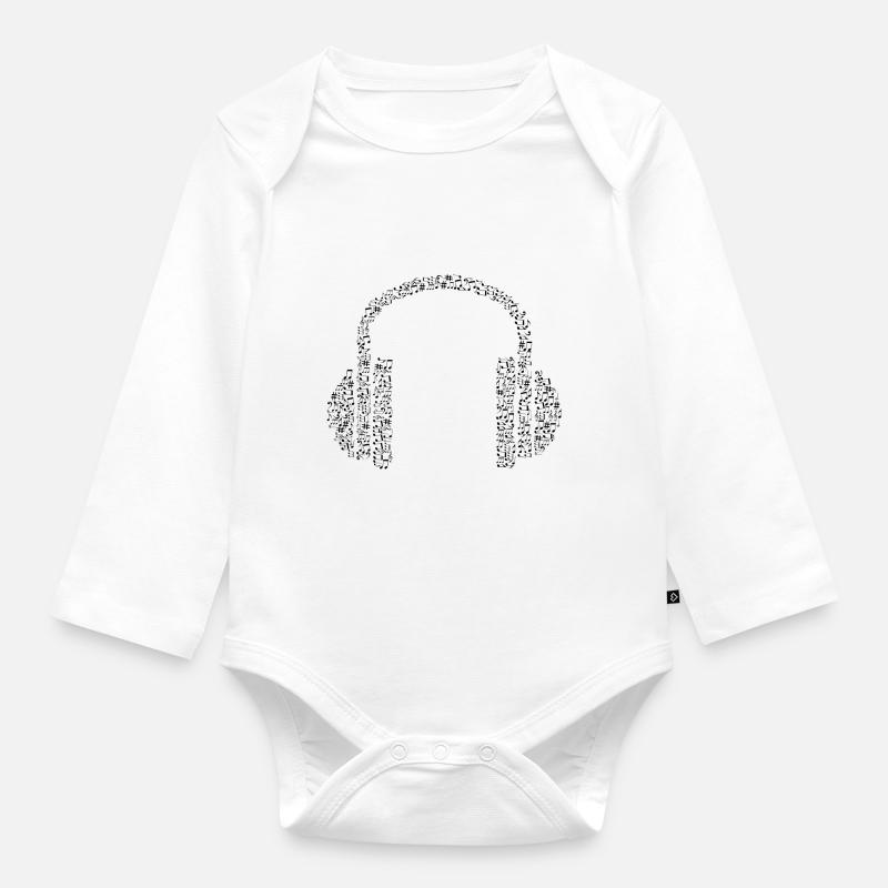 Kopfhörer - Baby Bio-Langarm-Body - Weiß