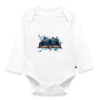 Ship in the storm with snake Illustration - Organic Longsleeve Baby Bodysuit - white - Front