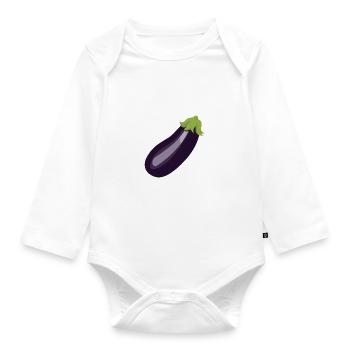 Aubergine - Body Bébé bio manches longues - blanc - Devant