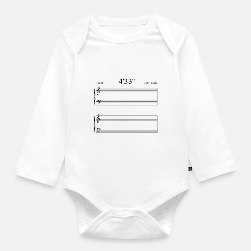 4'33'' John Cage - Body Bébé bio manches longues - blanc