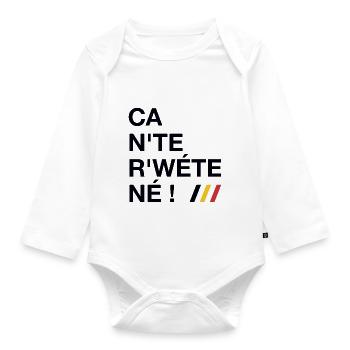Ca n'te r'wéte né ! Ca ne te regarde pas ! (Dark) - Body Bébé bio manches longues - blanc - Devant
