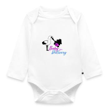 Birth, Baby for delivery - Geburt + Lieferung - Baby Bio-Langarm-Body - Weiß - Vorne