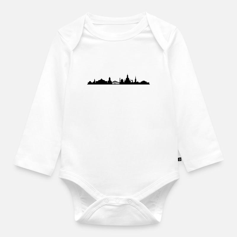 Skyline Dresden - Baby Bio-Langarm-Body - Weiß