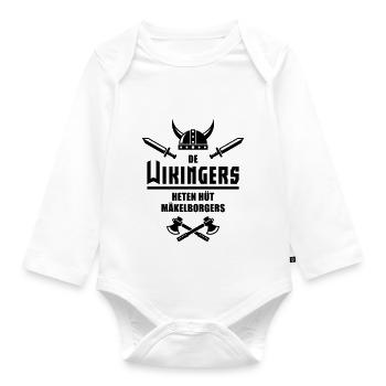Wikingers = Mäkelborgers (Mecklenburgisch Platt) - Baby Bio-Langarm-Body - Weiß - Vorne