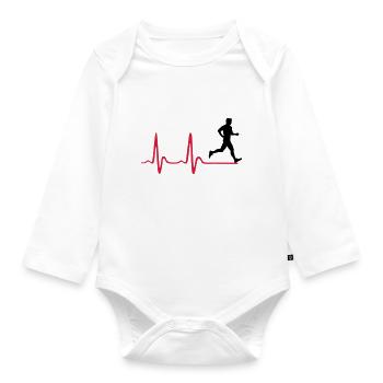 Laufen, Läufer und Herzschlag - Baby Bio-Langarm-Body - Weiß - Vorne