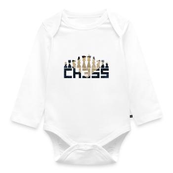 Schach - Baby Bio-Langarm-Body - Weiß - Vorne