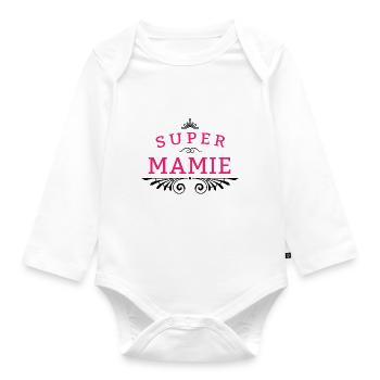 Super Mamie - Body Bébé bio manches longues - blanc - Devant