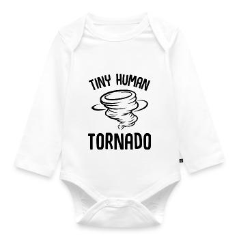 Tiny Human Tornado - Organic Longsleeve Baby Bodysuit - white - Front