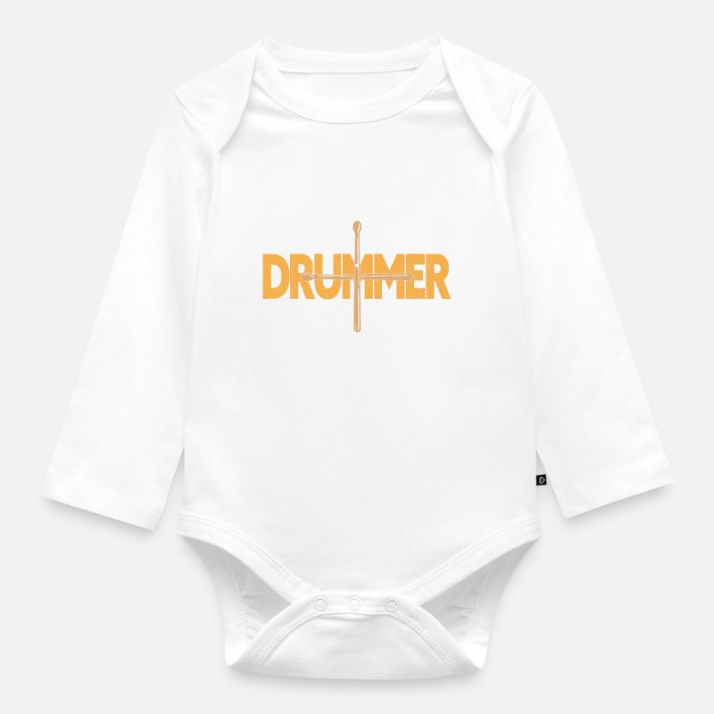 Batteur Drumsticks Tambours - Body Bébé bio manches longues - blanc