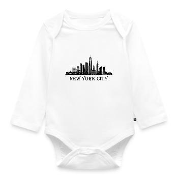 New York City Skyline Silhouette USA New York - Organic Longsleeve Baby Bodysuit - white - Front