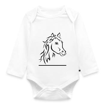 Horse Pferd - Organic Longsleeve Baby Bodysuit - white - Front