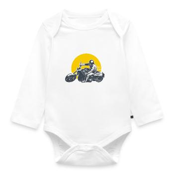 biker motorcycle biker rider vintage gift man motorcycle - Organic Longsleeve Baby Bodysuit - white - Front