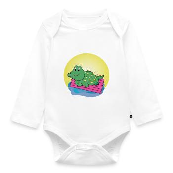 Kai Crocodile - Gift - Gift Idea - Organic Longsleeve Baby Bodysuit - white - Front