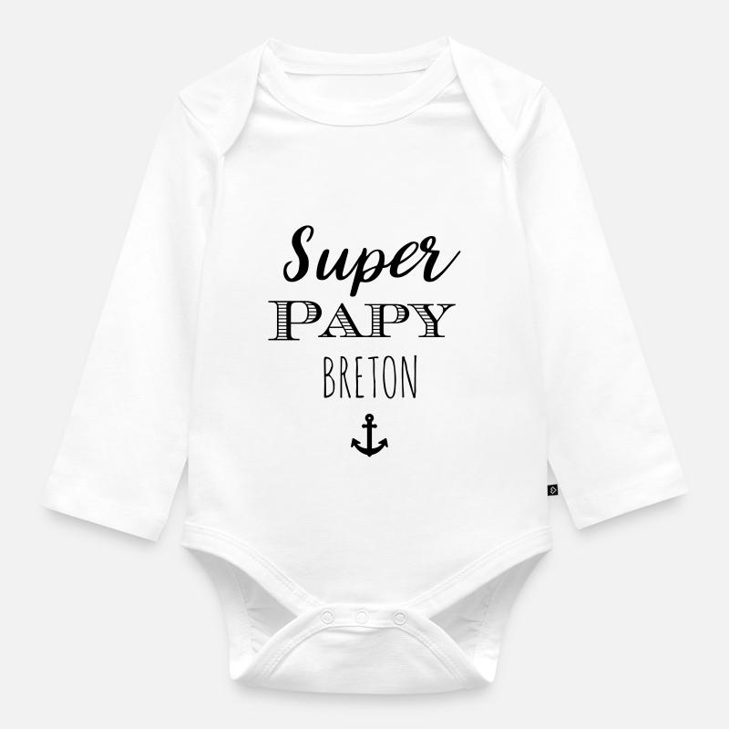 Super Papy Breton - Body Bébé bio manches longues - blanc
