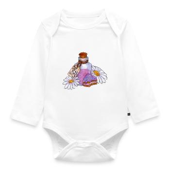 Drink me, Eat me Flasche Küchlein im Alice Style - Baby Bio-Langarm-Body - Weiß - Vorne