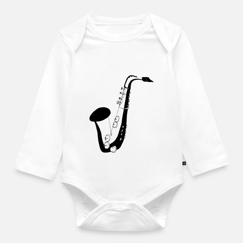 Saxophone - Body Bébé bio manches longues - blanc
