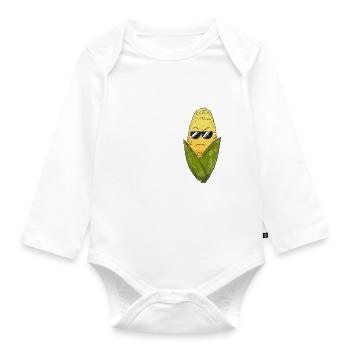 Sortez ce maïs de mon visage Agriculteur de maïs - Body Bébé bio manches longues - blanc - Devant