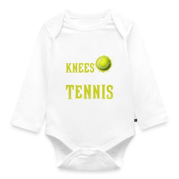 Learn to play tennis Funny sports players - Organic Longsleeve Baby Bodysuit - white - Front