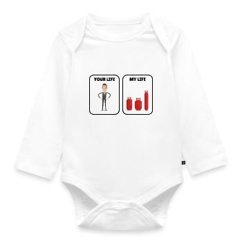 Funny saying about expensive gas prices and inflation - Organic Longsleeve Baby Bodysuit - white - Front