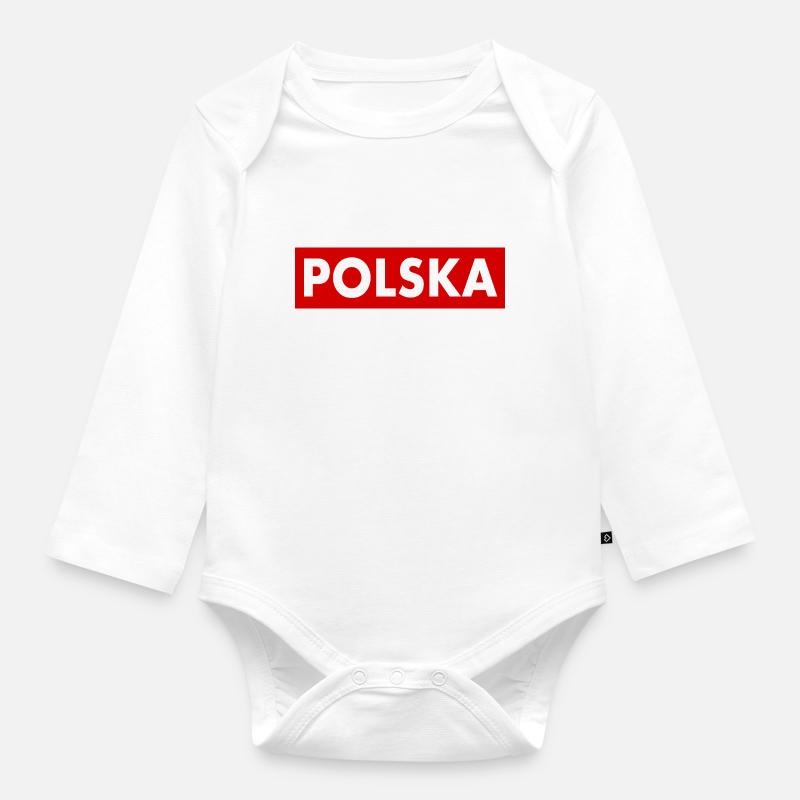 Pologne - Body Bébé bio manches longues - blanc
