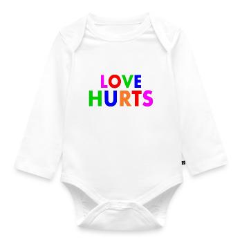 Love hurts - Organic Longsleeve Baby Bodysuit - white - Front