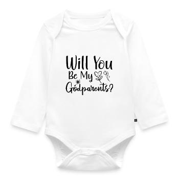 Would you like my godparents to be godparents? - Organic Longsleeve Baby Bodysuit - white - Front