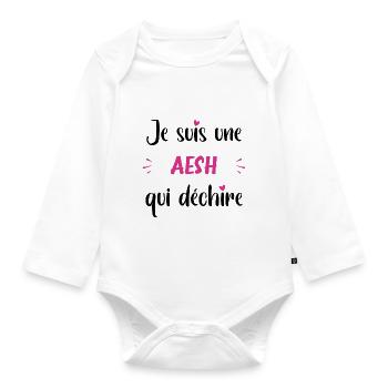Je suis une aesh qui déchire - Body Bébé bio manches longues - blanc - Devant