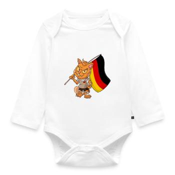 Chat fan allemand - Body Bébé bio manches longues - blanc - Devant