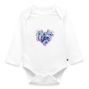 Orchidée,Fleurs,Cœur de fleur,Coeur - Body Bébé bio manches longues - blanc - Devant
