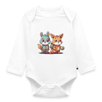 Animal Athletes - Baby Bio-Langarm-Body - Weiß - Vorne