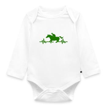 Heartbeat - Horse Stallion Mare Ross Polo - Organic Longsleeve Baby Bodysuit - white - Front