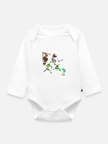 Stuntscooter,Trickscooter,tricks,stunt,e-scooter - Langærmet babybody, økologisk bomuld - hvid