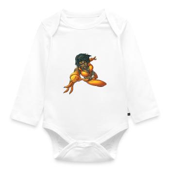 Heroine in gelb - Organic Longsleeve Baby Bodysuit - white - Front