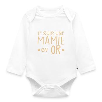 Mamie Fete des Grand Meres Cadeau Grand Mere Mamie - Body Bébé bio manches longues - blanc - Devant
