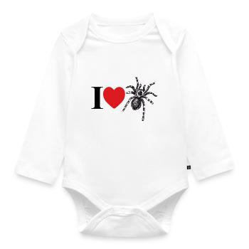J’adore les araignées avec un cœur et une silhouette d’araignée - Body Bébé bio manches longues - blanc - Devant