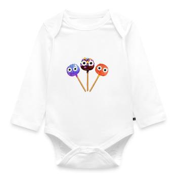 sucette,cakepop,sucette,gâteau - Body Bébé bio manches longues - blanc - Devant