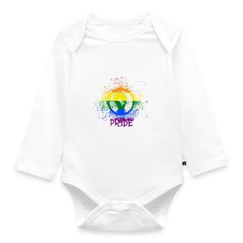 lgbtq,lgbt,typo,fierté,arc-en-ciel - Body Bébé bio manches longues - blanc - Devant