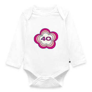 40. 40 YEARS. 40th ANNIVERSARY. BIRTHDAY 40 YEARS. - Organic Longsleeve Baby Bodysuit - white - Front
