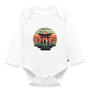 Japanischer Tempel - Baby Bio-Langarm-Body - Weiß - Vorne